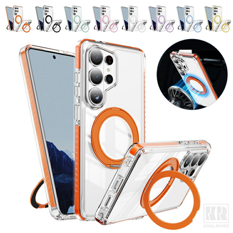 Insta Galaxy S26�Ή� �P�[�X �N���A �J�o�[ �ϏՌ� �N���A ���� Qi�[�d ���C�����X�[�d�Ή� �}�O�l�b�g���ԍڃz���_�Ή� ��̌^�����O�t�� �X�^���h�@�\