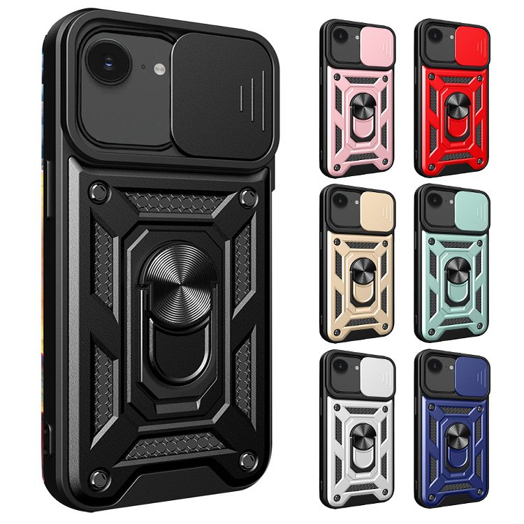 iPhone16e ケース 耐衝撃 カバー スライド式カメラレンズカバー付き