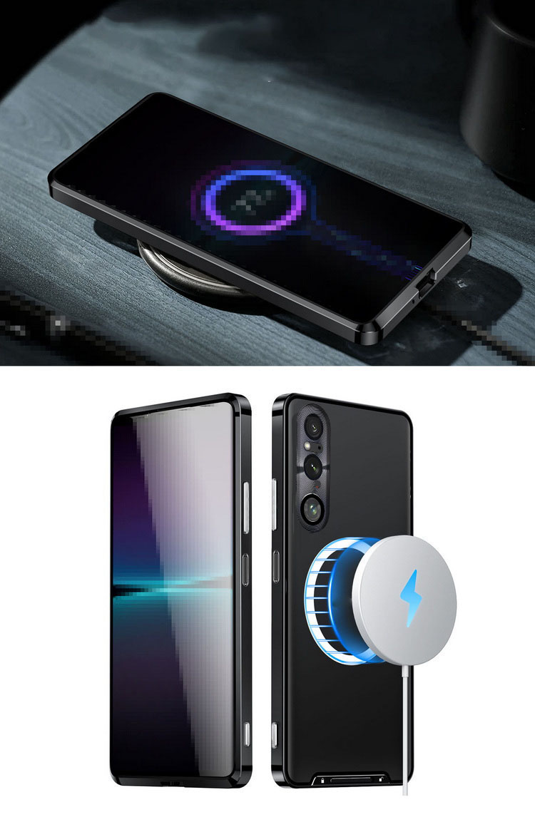 Xperia 1 V バンパー 10 ケース Qi充電 ワイヤレス充電 対応 アルミ