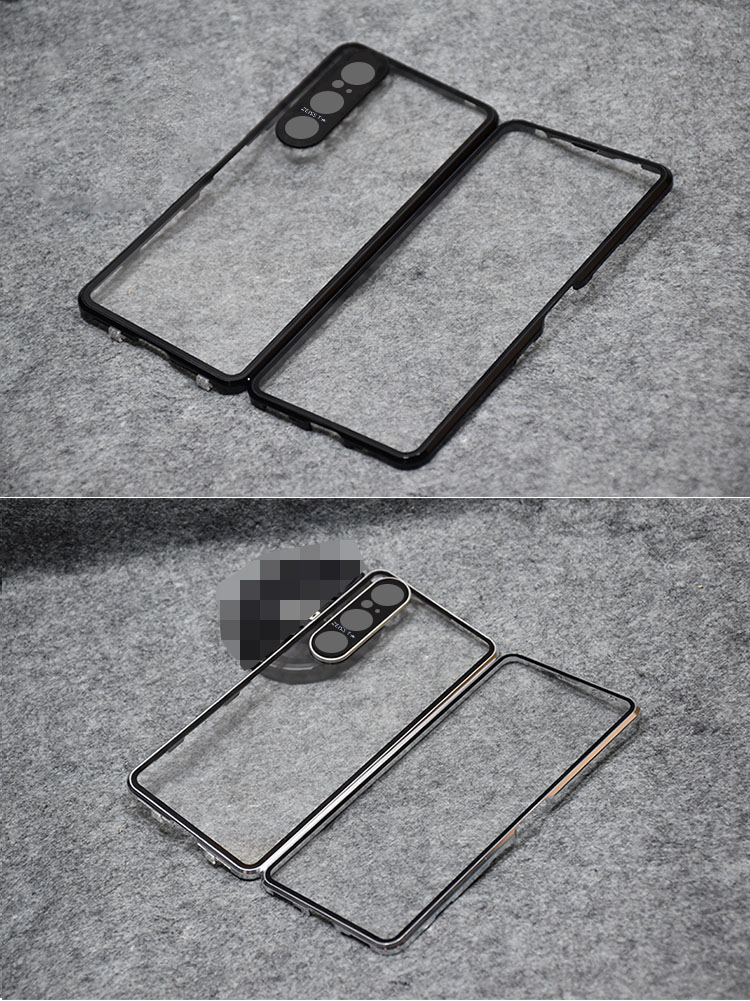 Xperia 1 V ケース 10 全面保護 カバー アルミバンパー クリア 透明/半