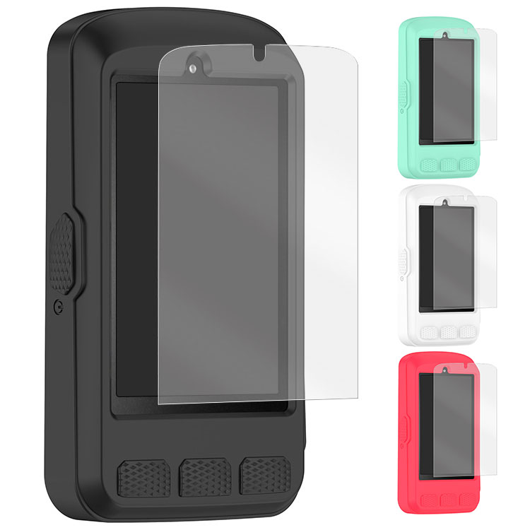 Wahoo ELEMNT ROAM 3 シリコンケース/カバー ROAM3 シリコン保護カバー + 液晶保護フィルム 耐衝撃 カバー 画面保護 傷防止 PET フィルム シリコンカバー