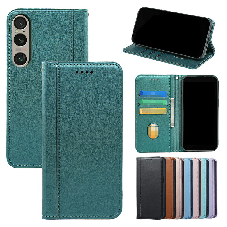 Xperia 1 VI �P�[�X Xperia 10 VI �蒠�^ �J�o�[ PU���U�[ �蒠�^PU���U�[�P�[�X �X�^���h�@�\ �J�[�h���[ �X�g���b�v�� Sony �\�j�[ �G�N�X�؃��A1/10 VI