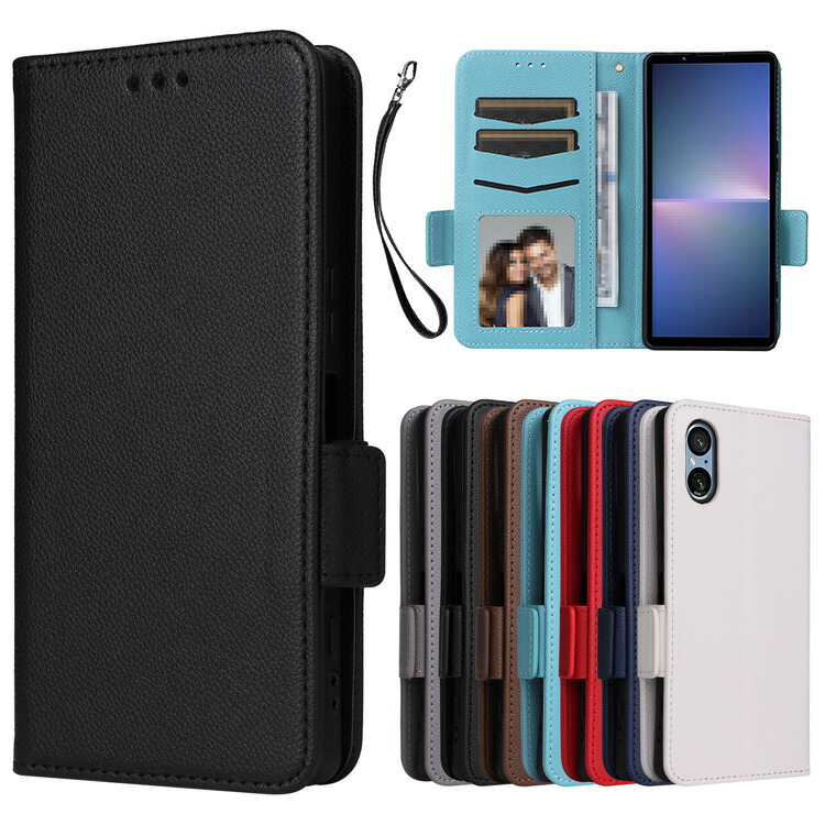 Xperia 5 V �P�[�X �蒠�^ PU���U�[ �J�[�h���[ ������� �蒠�^�P�[�X �X�^���h�@�\ PU���U�[�P�[�X/�J�o�[ Sony �\�j�[ �G�N�X�؃��A 5 V �X�g���b�v�t��