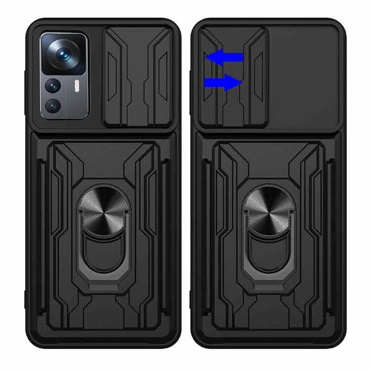 Xiaomi 12T Pro 12G/256G/黒 + ケース＆保護シート Xiaomi 12T ケース 耐衝撃 Pro カバー スライド式カメラレンズ