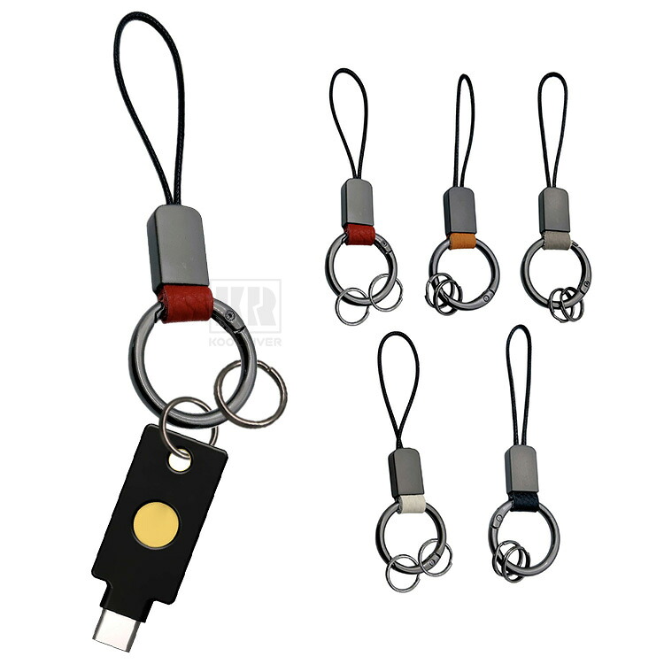 YubiKey 5/5C NFC�p �L�[�z���_�[ �������O �J���r�i�t�� �X�g���b�v�t�� �A���~+�|���G�X�e��
