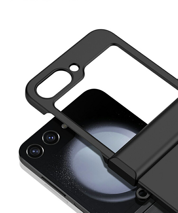 Galaxy Z Flip6 ケース クリア 耐衝撃 カバー 折りたたみ型 クリア 透明 カメラ保護あり プラスチック ハードケース ストラップ穴 Samsung サムスン｜it-donya｜03