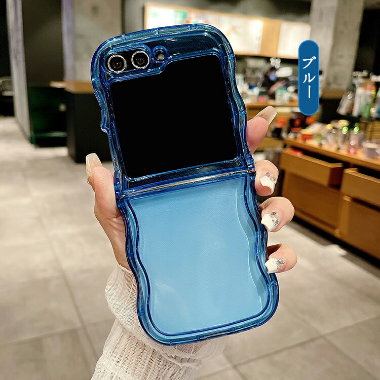 Galaxy Z Flip6 クリア ケース 耐衝撃 カバー 折りたたみ型 波状 クリア 透明 TPU+プラスチック かわいい シンプル Samsung サムスン ギャラクシー Z｜it-donya｜08