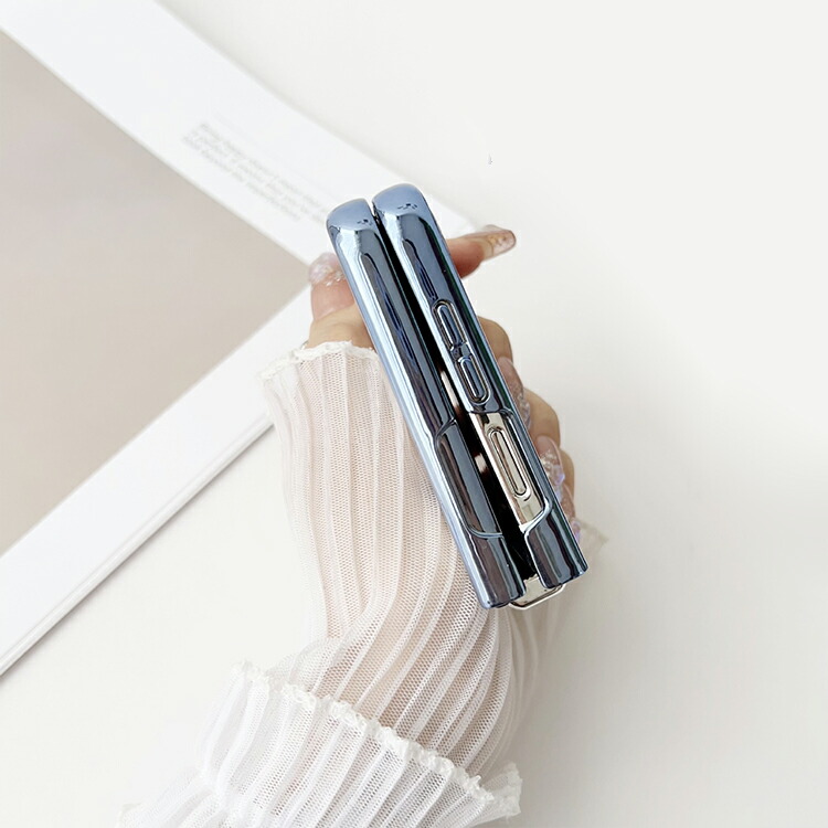 Galaxy Z Flip6 クリア ケース 耐衝撃 カバー 折りたたみ型 メッキ クリア 透明 TPU Qi充電 ワイヤレス充電 対応 マグネット吸着 かわいい シンプル｜it-donya｜04