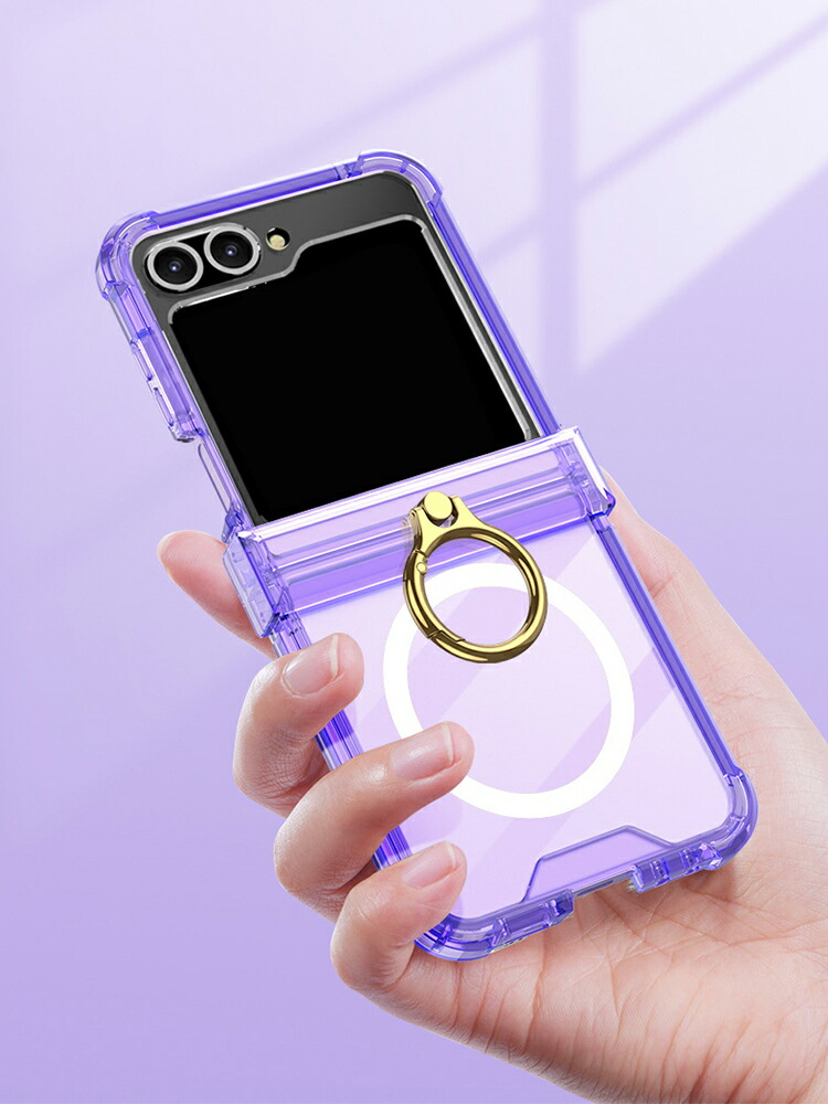 Galaxy Z Flip6 ケース クリア カバー 折りたたみ型 Qi充電 ワイヤレス