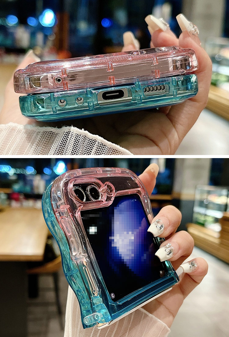 Galaxy Z Flip6 ケース 耐衝撃 カバー 折りたたみ型 波状 グラデーション 半透明 TPU シンプル Samsung サムスン ギャラクシー Z フリップ6 保護ケース｜it-donya｜04