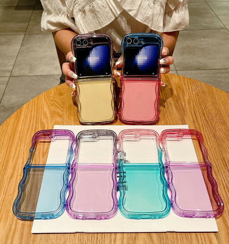 Galaxy Z Flip6 ケース 耐衝撃 カバー 折りたたみ型 波状 グラデーション 半透明 TPU シンプル Samsung サムスン ギャラクシー Z フリップ6 保護ケース｜it-donya｜05