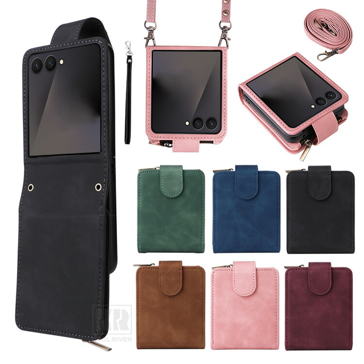 Galaxy Z Flip8 �P�[�X �J�o�[ �܂肽���݌^ PU���U�[ �n���h�X�g���b�v�t�� ���|���x���g�t�� �J�[�h���[�t�� �t�@�X�i�[�t���|�P�b�g Samsung �T���X��
