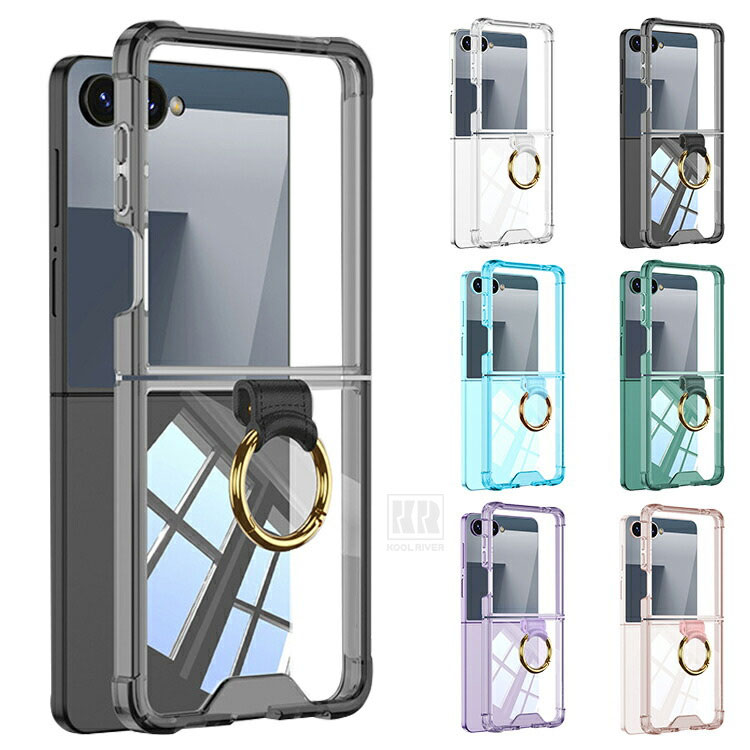 Galaxy Z Flip8 �N���A�P�[�X �ϏՌ� �J�o�[ �܂肽���݌^ �N���A ���� TPU �\�t�g�P�[�X ��̌^�����O�t�� �X�^���h�@�\ �p �R�[�i�[�o���p�[ ����