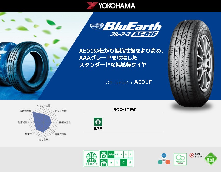 ◆新品◆　4本　ヨコハマ　ブルーアース　YOKOHAMA　BluEarth　AE-01F　60R16　89H　195　タイヤ単品