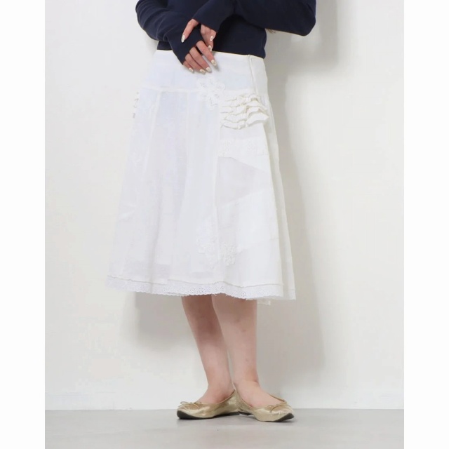 在庫処分品 FREESOUL　フリーソウル 刺繍スカート (ホワイト)｜italico｜02