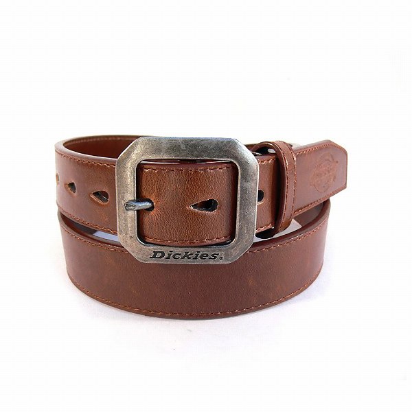 ディッキーズ ベルト Dickies 四角バックル ロゴ入り PUレザーベルト