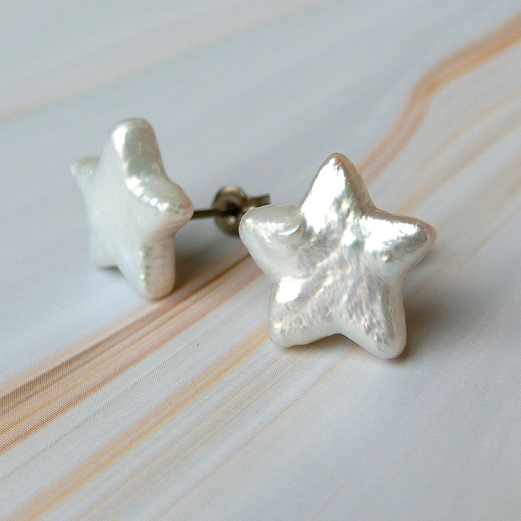 ピアス 淡水パール 金属アレルギー 花 スタッド フラワー 星