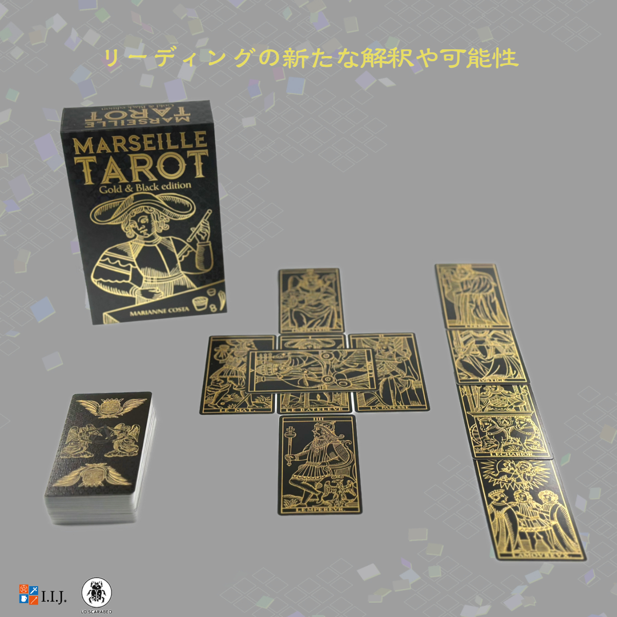 タロットカード 78枚 マルセイユ版 マルセイユ・タロット・ゴールド＆ブラック エディション Marseille Tarot Gold & Black Edition  日本語解説書付き｜item-island-jp2｜05