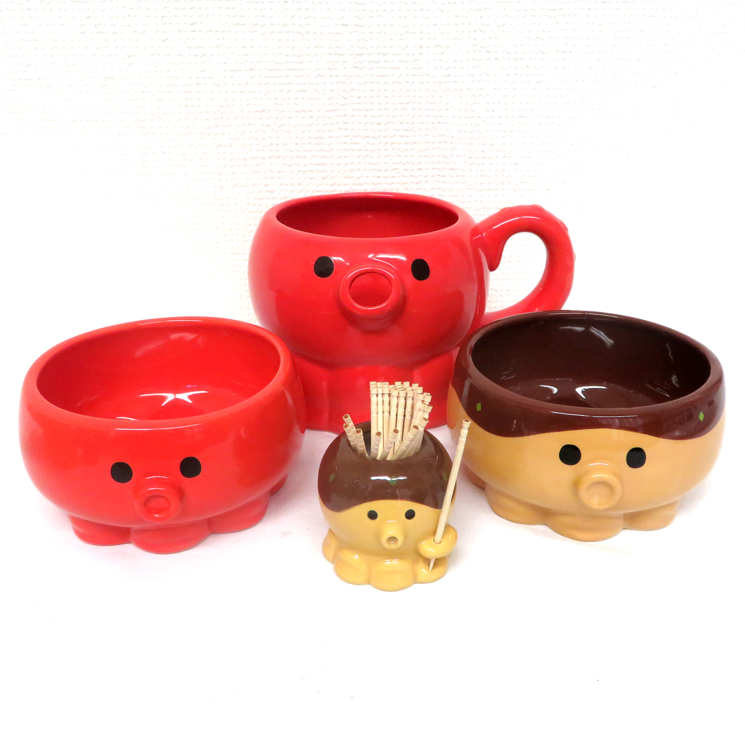 DECOLE（デコレ） たこぱー4点セット 爪楊枝入れ 小鉢2個 粉つぎ 