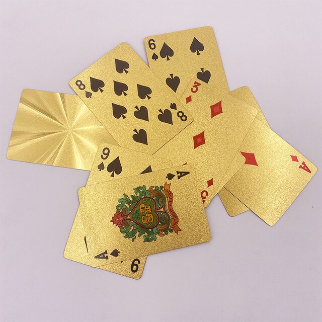 24 18kゴールドトランププラスチックポーカーゲームデッキ箔ポーカーパックマジックカード防水カードギフトコレクションギャンブルボードゲーム｜itemselect｜05