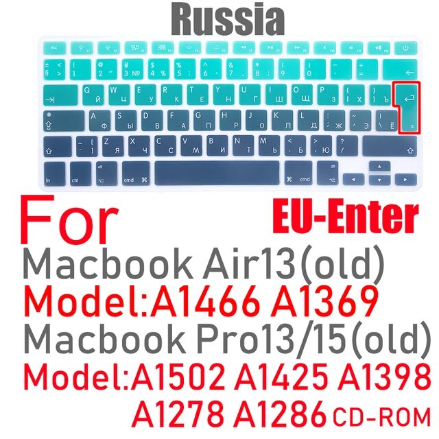 キーボードカバーeu米国ロシア語キーボードmacbook Air13 A1466 Pro13/15 A1502A1398シリコンキーボードプロテクター｜itemselect｜04