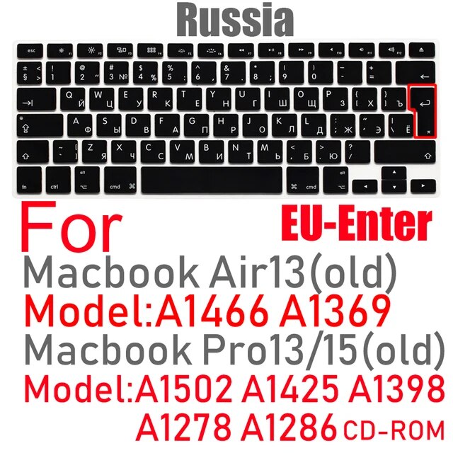 キーボードカバーeu米国ロシア語キーボードmacbook Air13 A1466 Pro13/15 A1502A1398シリコンキーボードプロテクター｜itemselect｜13