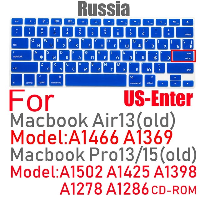 キーボードカバーeu米国ロシア語キーボードmacbook Air13 A1466 Pro13/15 A1502A1398シリコンキーボードプロテクター｜itemselect｜08