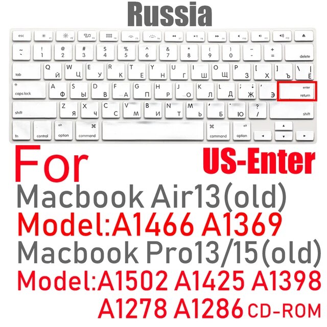 キーボードカバーeu米国ロシア語キーボードmacbook Air13 A1466 Pro13/15 A1502A1398シリコンキーボードプロテクター｜itemselect｜06