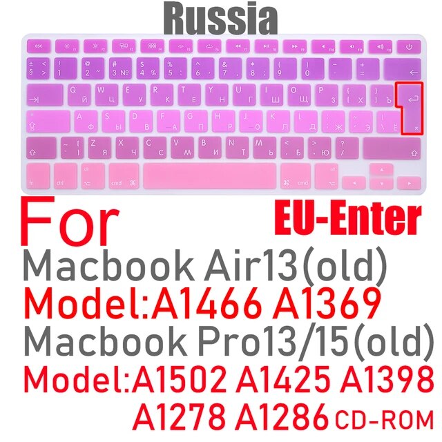キーボードカバーeu米国ロシア語キーボードmacbook Air13 A1466 Pro13/15 A1502A1398シリコンキーボードプロテクター｜itemselect｜05