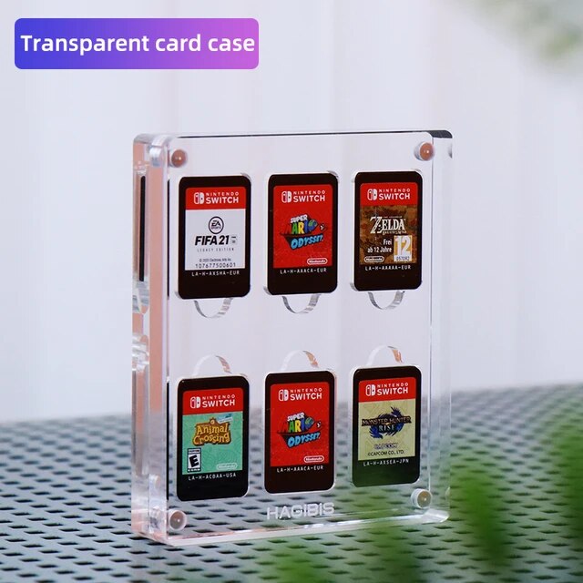 Hagibis-Nintendo Switch用の透明なアクリル製ゲームカードケース,収納ボックス,耐衝撃性,6枚のカード｜itemselect｜02