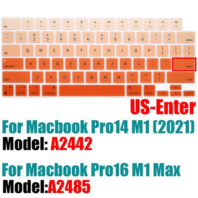 2021のmacbookプロ14 16インチキーボードカバーA2442 A2485ノートパソコンのキーボードプロテクターシリコーン色Pro14.2 M｜itemselect｜14