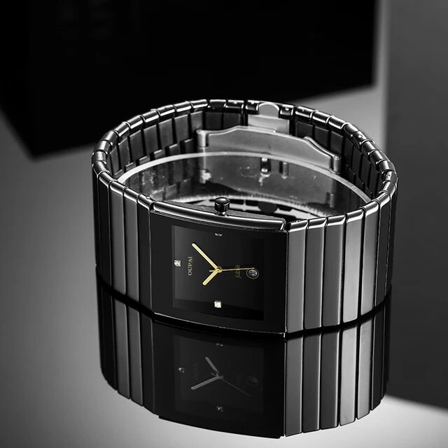 Oupai-長方形のクォーツ時計,新しいコレクション,大きなサイズ34mm,黒いセラミック,超薄型,防水,2022｜itemselect｜02