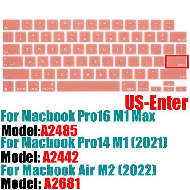 Macbook pro 14 a2442/macbook pro 16 a2485 2021,m1チップ,シリコンカラー,英語のキーボードプロテクター｜itemselect｜10