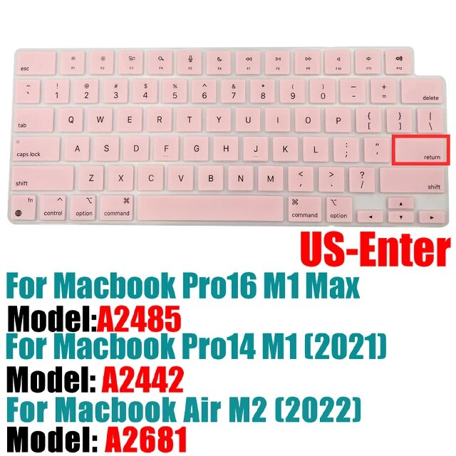 Macbook pro 14 a2442/macbook pro 16 a2485 2021,m1チップ,シリコンカラー,英語のキーボードプロテクター｜itemselect｜16