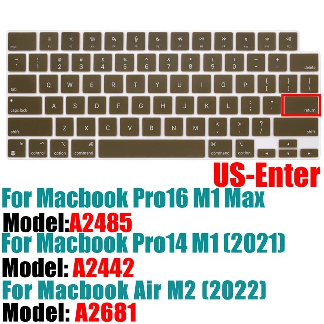 Macbook pro 14 a2442/macbook pro 16 a2485 2021,m1チップ,シリコンカラー,英語のキーボードプロテクター｜itemselect｜12