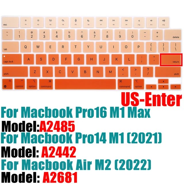 Macbook pro 14 a2442/macbook pro 16 a2485 2021,m1チップ,シリコンカラー,英語のキーボードプロテクター｜itemselect｜06