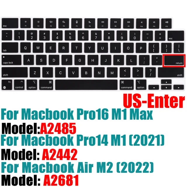 Macbook pro 14 a2442/macbook pro 16 a2485 2021,m1チップ,シリコンカラー,英語のキーボードプロテクター｜itemselect｜15