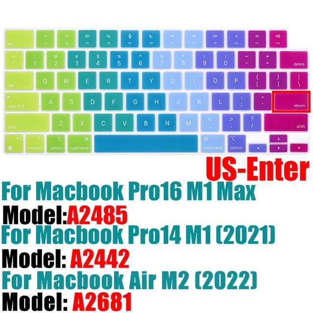 Macbook pro 14 a2442/macbook pro 16 a2485 2021,m1チップ,シリコンカラー,英語のキーボードプロテクター｜itemselect｜08