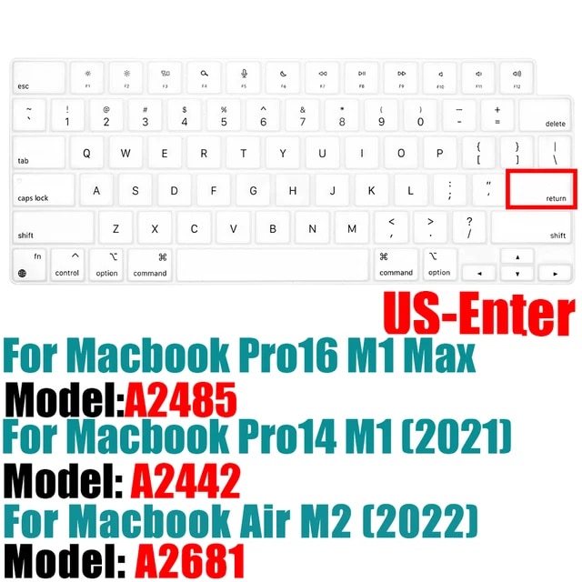 Macbook pro 14 a2442/macbook pro 16 a2485 2021,m1チップ,シリコンカラー,英語のキーボードプロテクター｜itemselect｜13