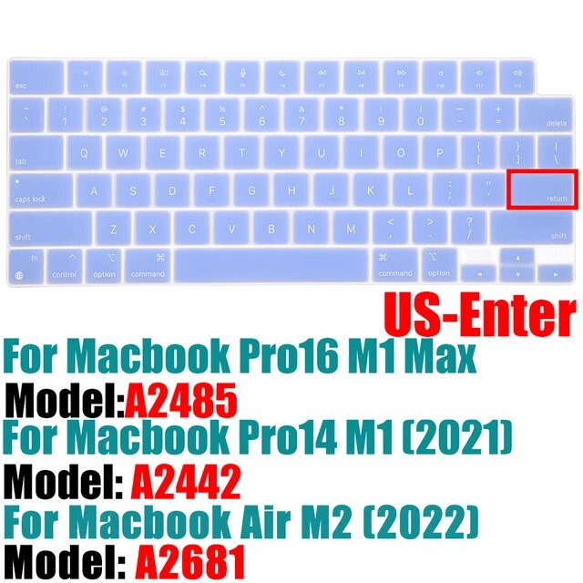 Macbook pro 14 a2442/macbook pro 16 a2485 2021,m1チップ,シリコンカラー,英語のキーボードプロテクター｜itemselect｜09