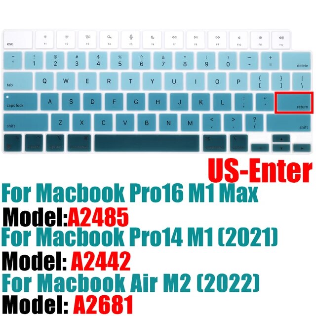 Macbook pro 14 a2442/macbook pro 16 a2485 2021,m1チップ,シリコンカラー,英語のキーボードプロテクター｜itemselect｜05
