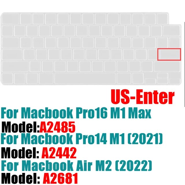 Macbook pro 14 a2442/macbook pro 16 a2485 2021,m1チップ,シリコンカラー,英語のキーボードプロテクター｜itemselect｜04