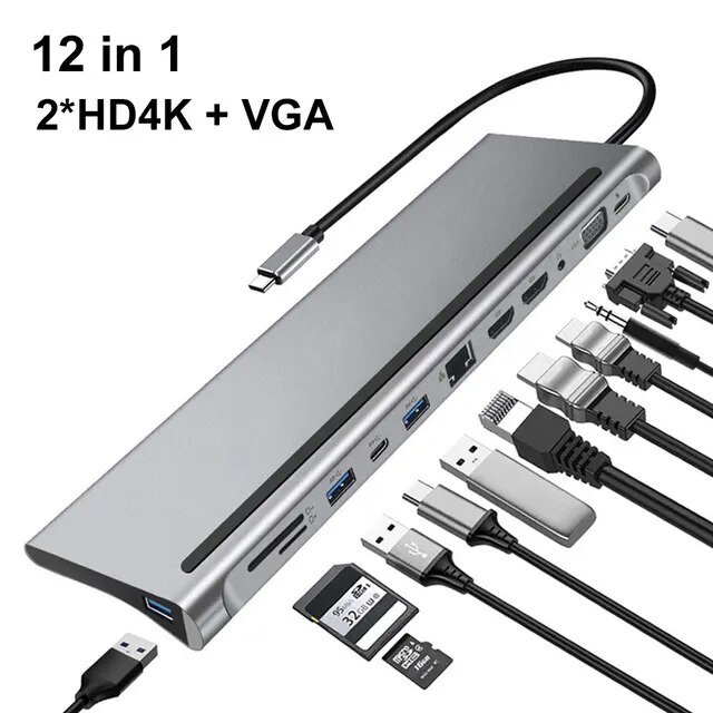 MZX-ドッキングステーション,USBハブ,タイプc 3.0 rj45,vgaイーサネットアダプター,sdカードリーダー,ラップトップ,HDMI,iP｜itemselect｜12