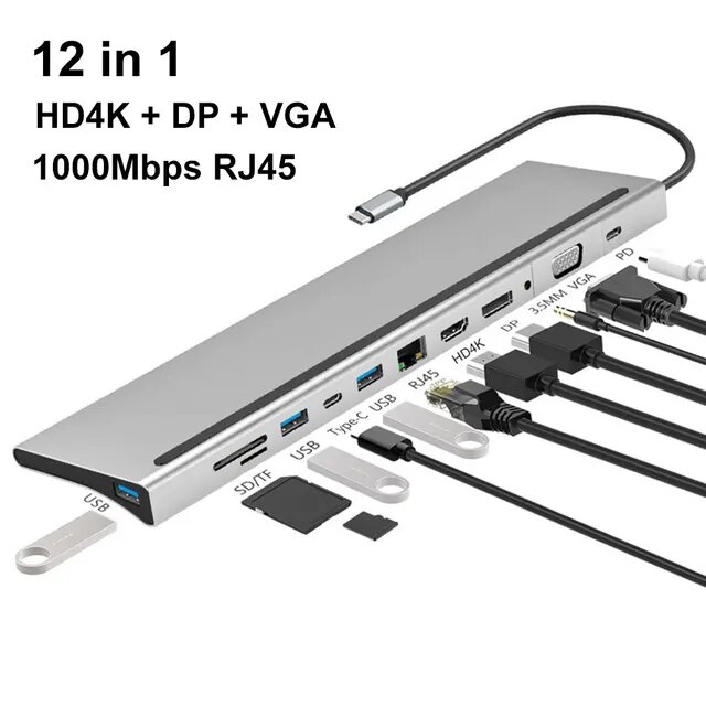 MZX-ドッキングステーション,USBハブ,タイプc 3.0 rj45,vgaイーサネットアダプター,sdカードリーダー,ラップトップ,HDMI,iP｜itemselect｜06