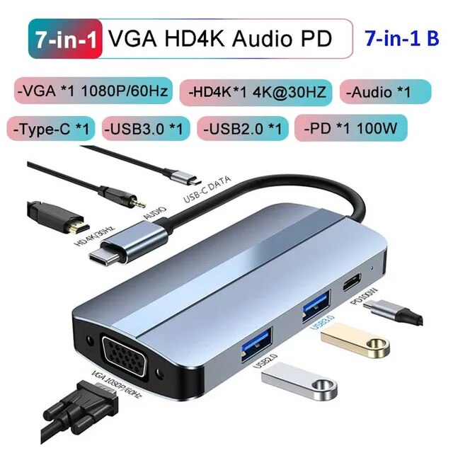 MZX-ドッキングステーション,USBハブ,タイプc 3.0 rj45,vgaイーサネットアダプター,sdカードリーダー,ラップトップ,HDMI,iP｜itemselect｜08