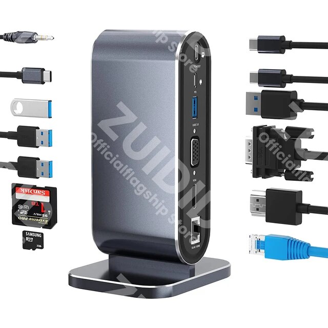 USBタイプCハブ,12 in 1コネクタ,pd 100w/4k/rj45/usb3.0/3.5mm/tf sd,vga電源アダプター,macbook｜itemselect｜02