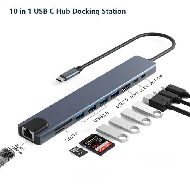 MZX 10 in 1ドッキングステーション濃縮器,USBハブ,アダプタードック,マルチハブ,スプリッタータイプc 3 0?hdmi互換,ラップトップ｜itemselect｜02