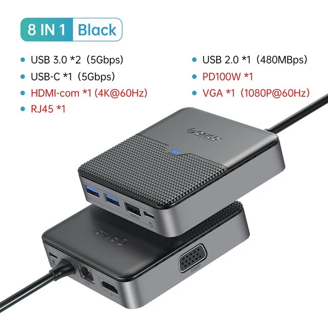 Orico-USB Cハブ,ドッキングステーション,ノートブックアクセサリー,macbook,ipad,Air,m1用のHDMI互換アダプター,3.0｜itemselect｜09