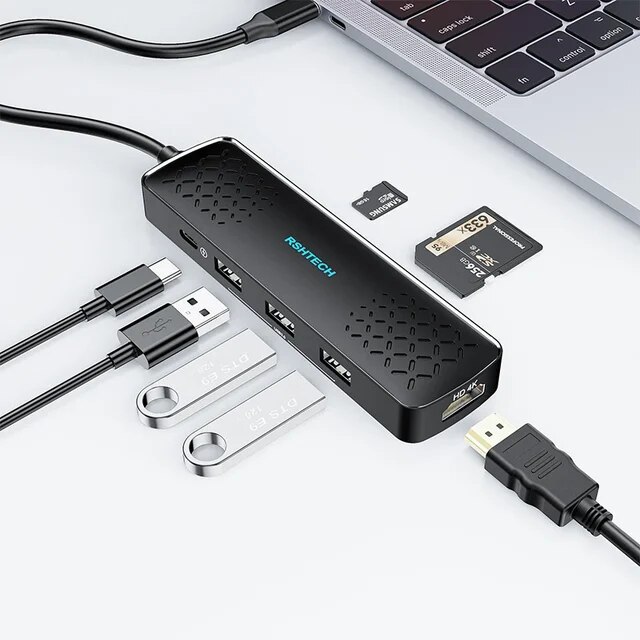 Rshtech-USB cマルチポートアダプター,t01,t01,type-cドングル,4k,hdmi,100w,pd 3,usb 3.0ポート,3.｜itemselect｜03