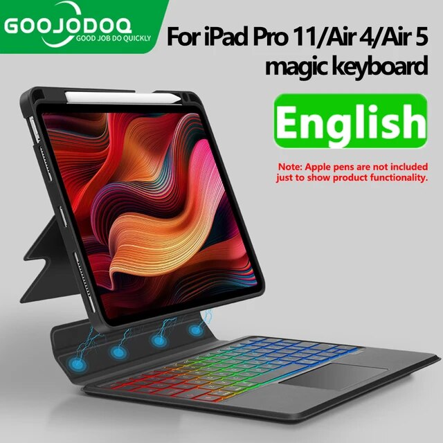 Goojjoq-マジックキーボード,発光キーボードカバー付き,Max Pro 11 air 5 4,iPad 9世代,第7世代,取り外し可能,バックラ｜itemselect｜04